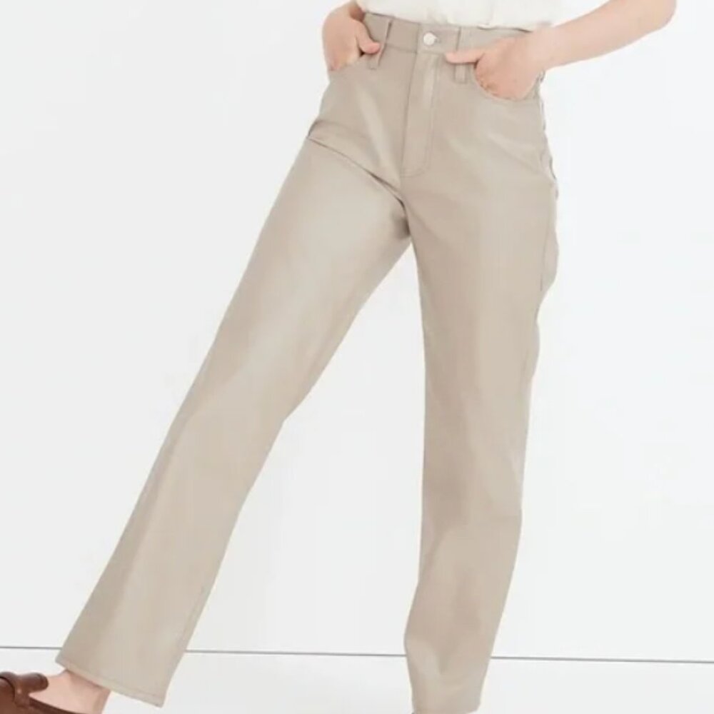Madewell perfect vintage straight vegan leather pant NWT - Cream - size 26